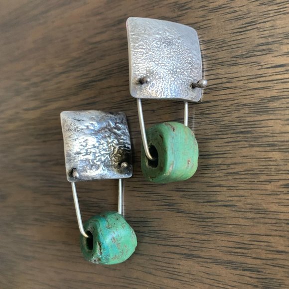 Jewelry - Artisan Sterling Silver Turquoise Drop Earrings